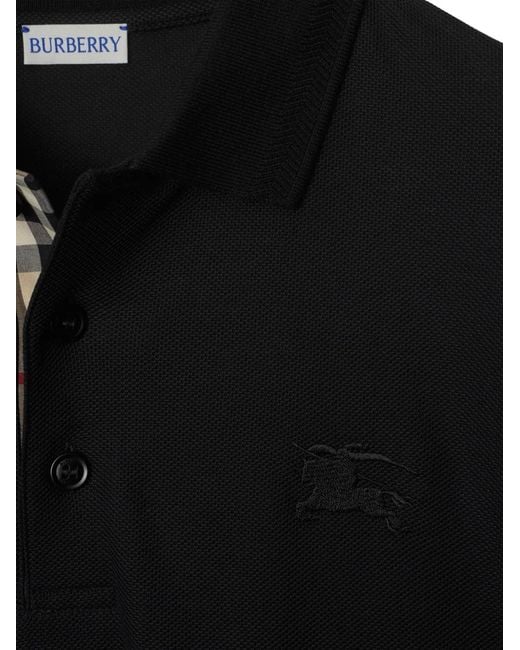 Burberry Black Long-Sleeve Cotton Polo Shirt for men