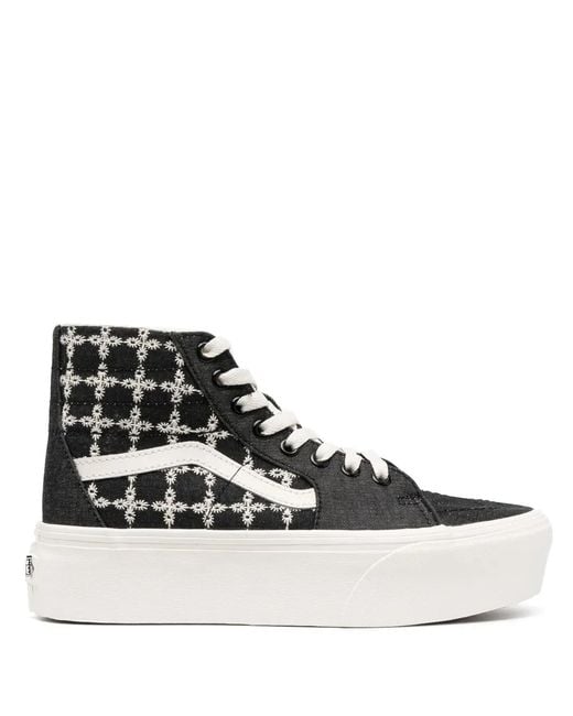 Vans Black Sk8-Hi Embroidered Platform Sneakers