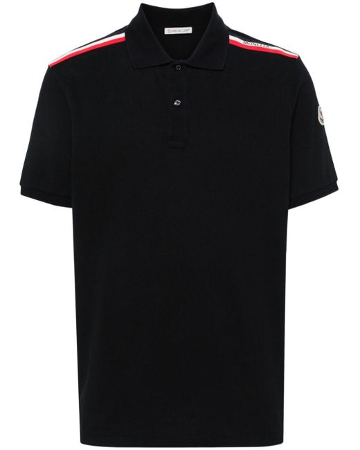 Moncler Black Rwb-Stripe Polo Shirt for men