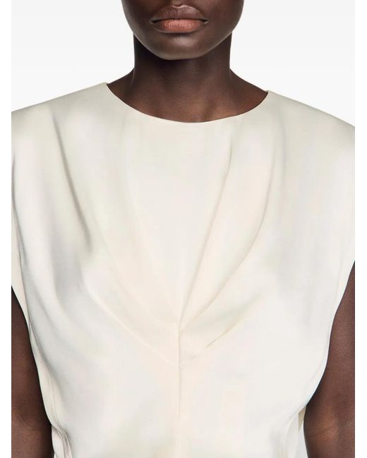 Sandro White Satin-Effect Crop Top