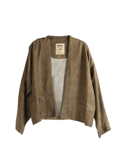 Uma Wang Green Geometric-Print Open-Front Jacket