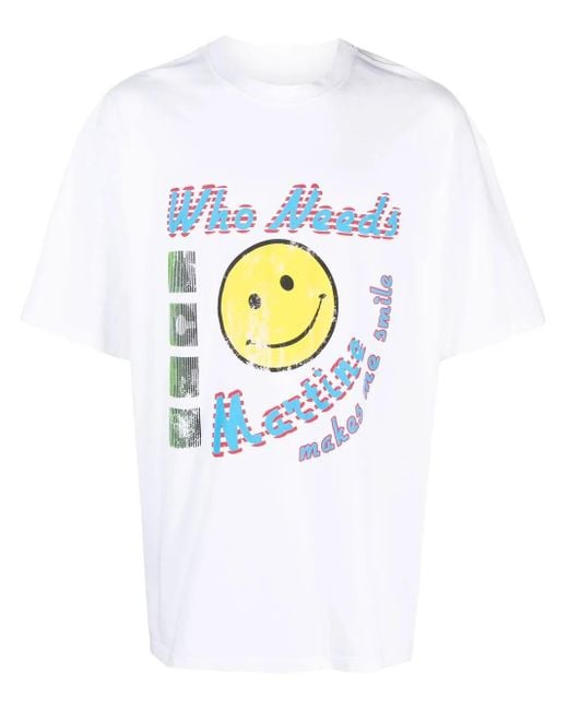 Martine Rose White Slogan-Print Cotton T-Shirt for men