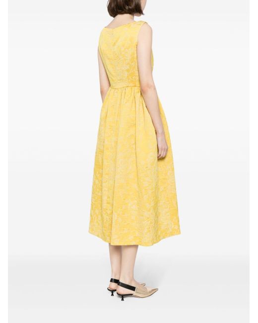 Erdem Yellow Patterned-jacquard Flared Midi Dress