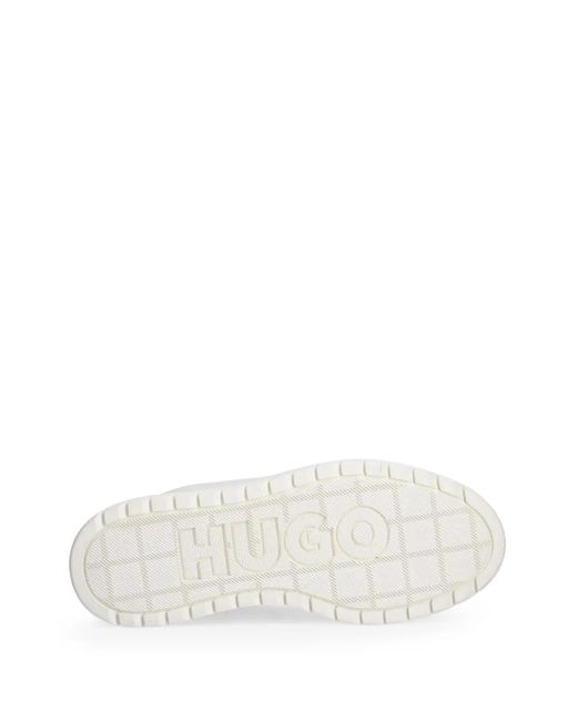 HUGO White Logo-Print Sneakers