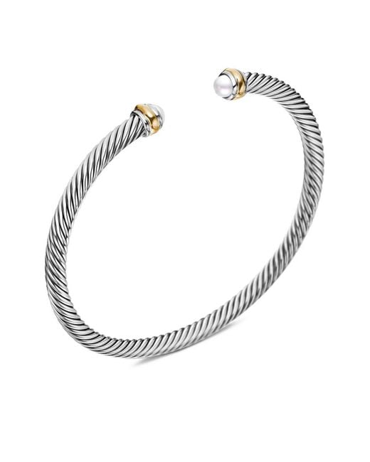 David Yurman White 18Kt And Sterling Classic Cable Bracelet (4Mm)