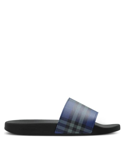 Burberry Blue Check Slides for men