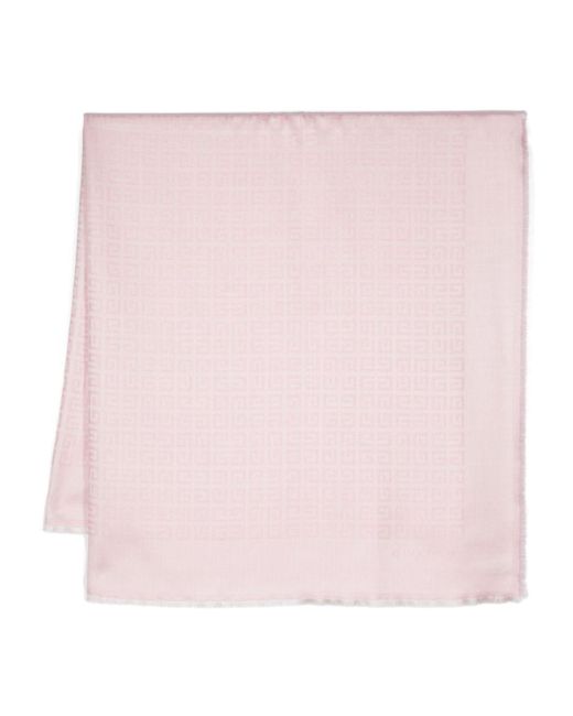 Givenchy Pink Lightweight Silk And Wool Scarf With Embroidered Logo