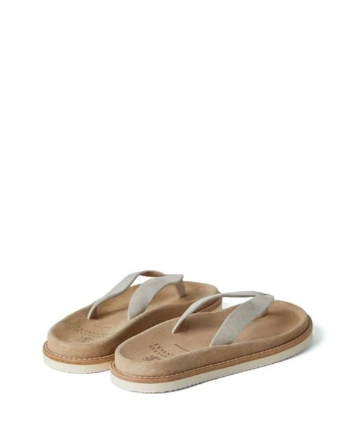 Brunello Cucinelli Natural Nubuck Flip Flops for men
