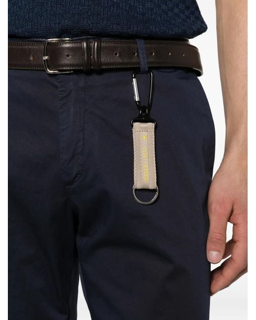 Manuel Ritz Blue Logo-Patch Belt-Loop Trousers for men