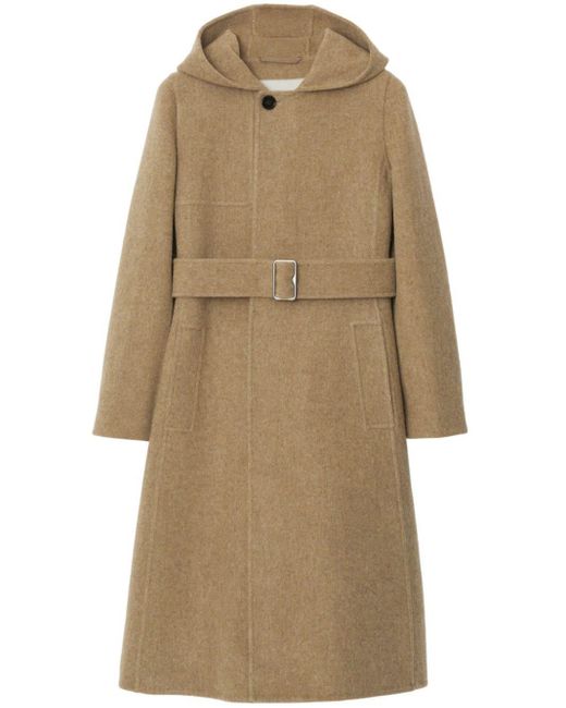 Burberry Natural Hooded Belted Coat