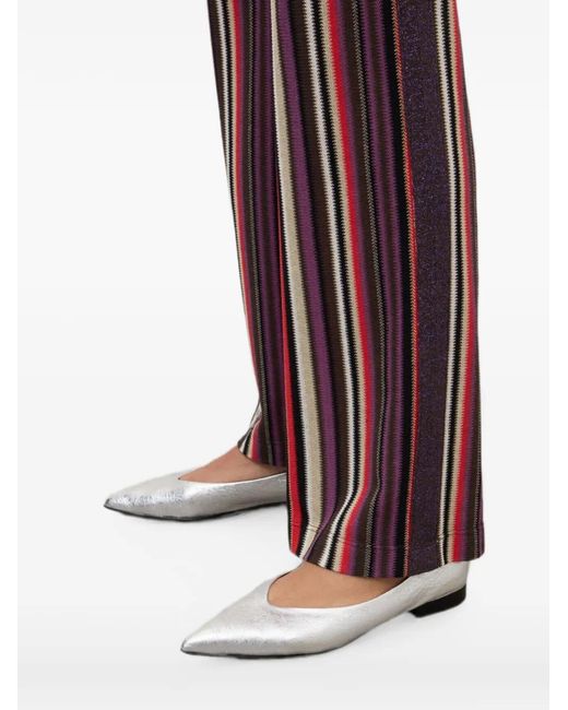 Ottod'Ame Red Striped Glitter-Detail Trousers