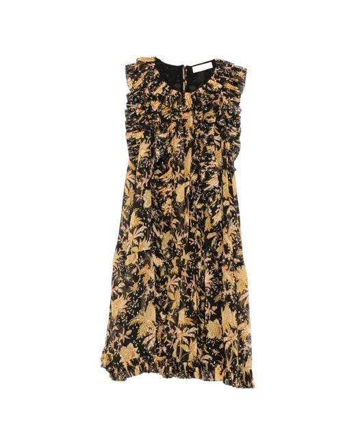 Ulla Johnson Natural Signe Cascading Floral-Print Ruffled Mini Dress