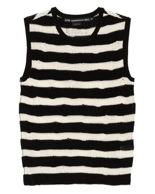 ANDERSSON BELL Black Striped Net Vest for men