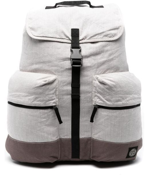 Stone Island Gray Compass-motif Backpack for men