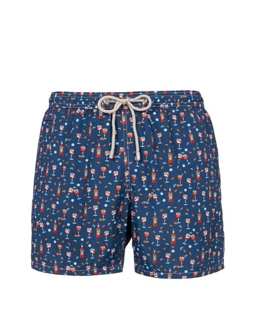 Mc2 Saint Barth Blue Lighting Cocktail-Print Swim Shorts for men