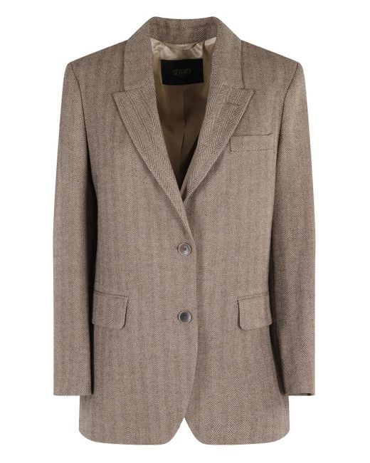 Seventy ヘリンボーン シングルジャケット Brown