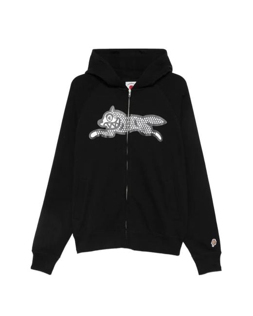 ICECREAM Black Hoodie Zippé À Ornements Strassés for men