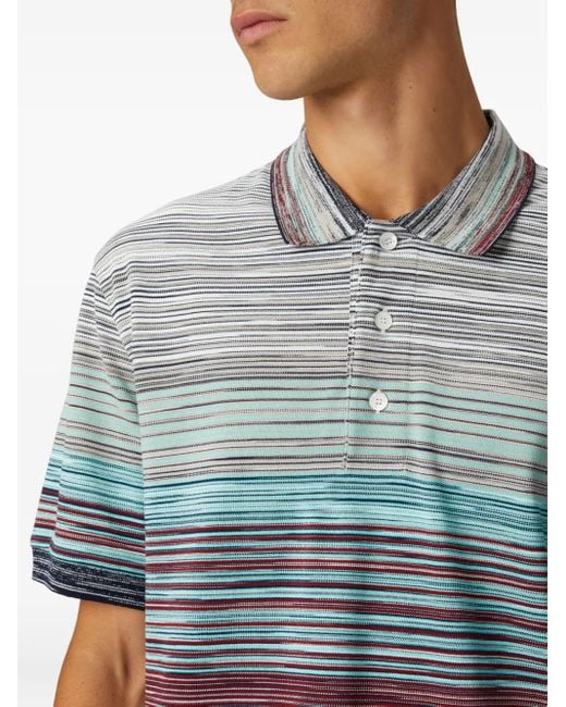 Missoni Blue Striped Cotton Polo Shirt for men