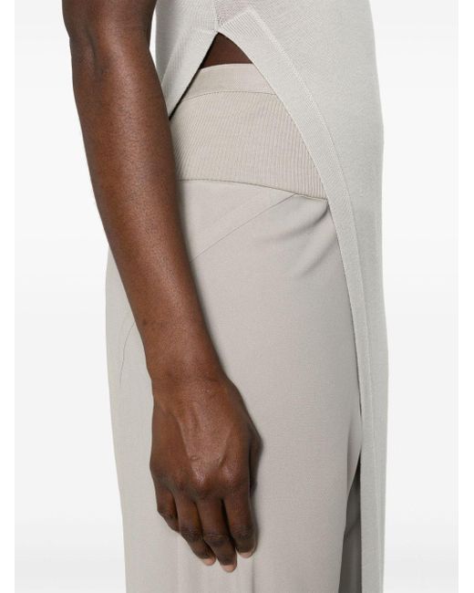 Rick Owens Gray Ribbed-waistband Wide-leg Trousers