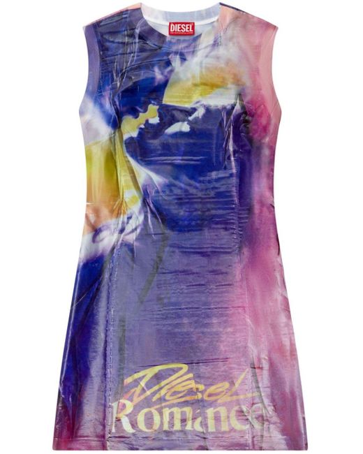 DIESEL Purple D-belle Printed Minidress