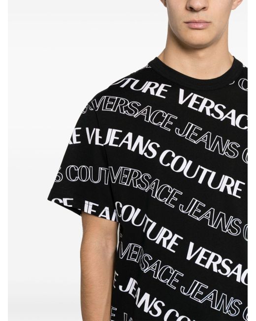 メンズ Versace ロゴ Tシャツ Black