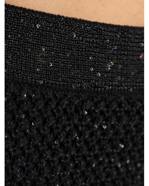 Akep Black Sequin-Embellished Knitted Maxi Skirt