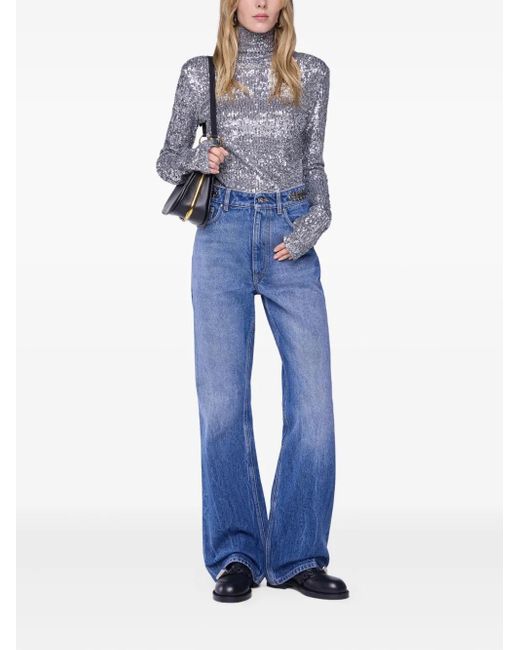 Rabanne Gray Sequinned Turtleneck Top