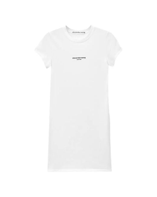 Alexander Wang White Logo-Print Mini Dress