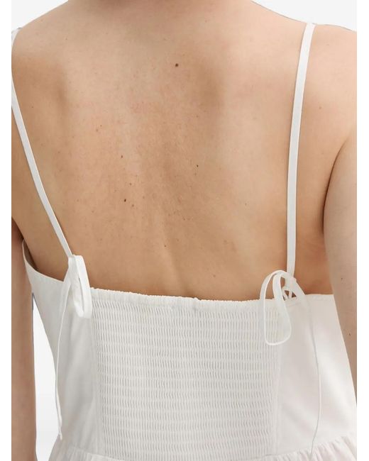 Marc O' Polo White Shirred-Back Midi Dress