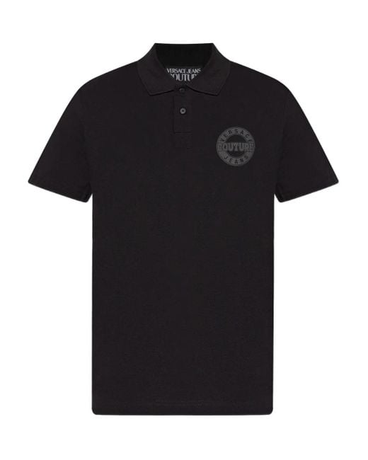 Versace Jeans Couture Black Logo Cotton Polo Shirt for men
