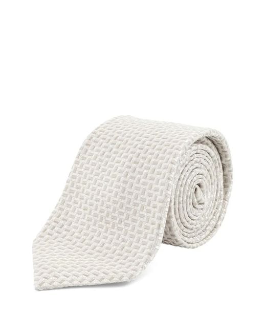 Kiton White Geometric-Pattern Tie for men