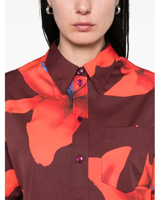 McQueen Red Floral-Print Shirt