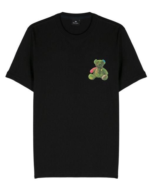 PS by Paul Smith Black Teddy Bear-print Cotton T-shirt for men