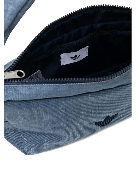 Adidas Blue Small Logo-Print Washed Shoulder Bag