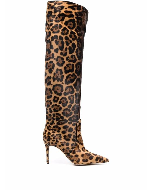 Scarosso Brown X Brian Atwood Carra Leopard-Print Boots