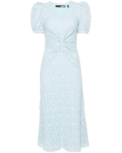 ROTATE BIRGER CHRISTENSEN Blue Floral-lace Midi Dress
