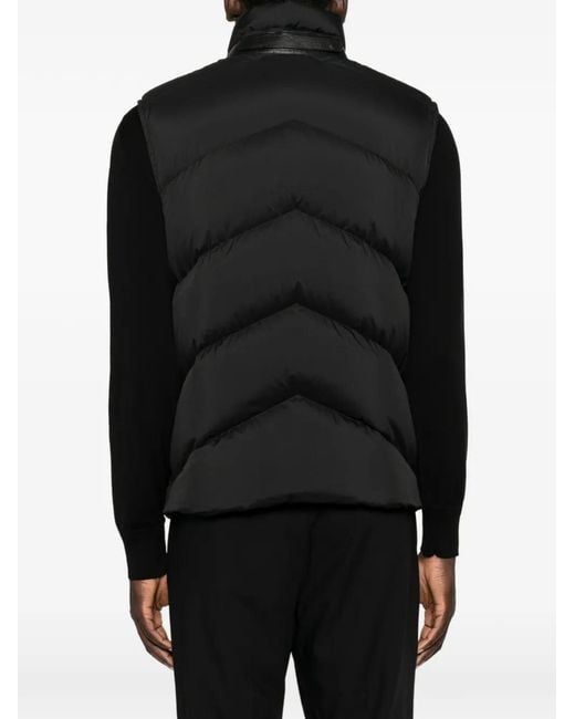 Tom Ford Black Quilted Leather-Trim Gilet for men