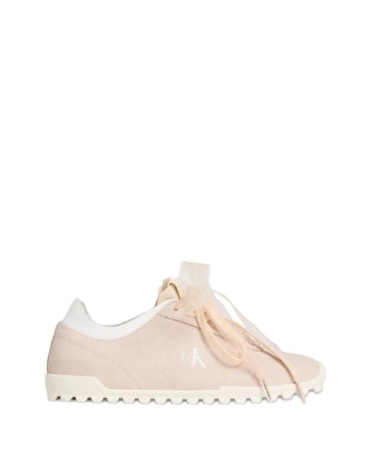 Calvin Klein Pink Ribbon-Lace Suede Sneakers