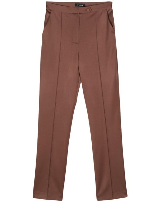 Styland Brown Wool-blend Tailored Trousers
