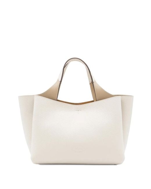 Tod's White Leather Tote Bag