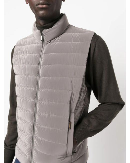 Moorer Gray Reflective-Effect Zip-Up Gilet for men