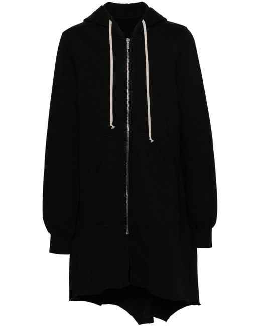 Rick Owens Katoenen Hoodie Met Asymmetrische Rits in het Black voor heren