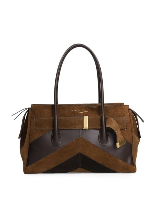 Roberto Festa Brown Esmeria Chevron-Patchwork Tote Bag