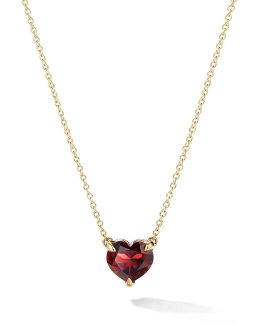 David Yurman White 18Kt Chatelaine Heart Garnet Necklace (8Mm)