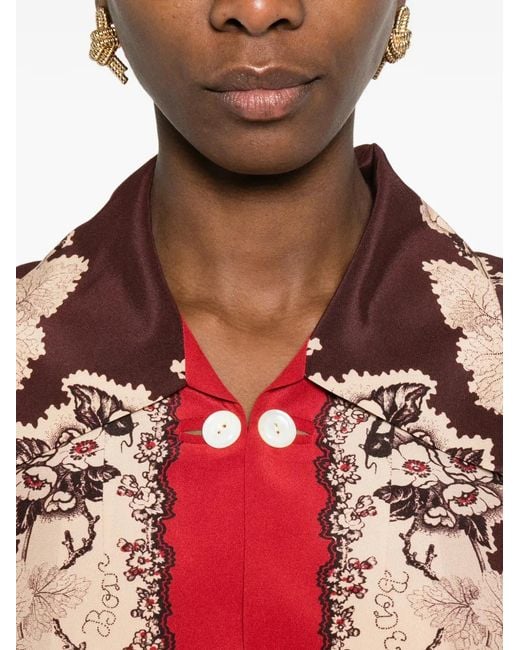 Bode Red Floral Button Jacket