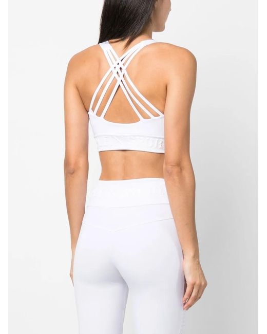 Philipp Plein White Crossover-Strap Sports Bra