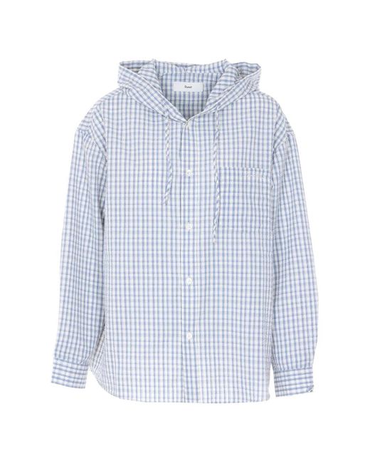 DUNST Blue Hooded Checked-Pattern Shirt
