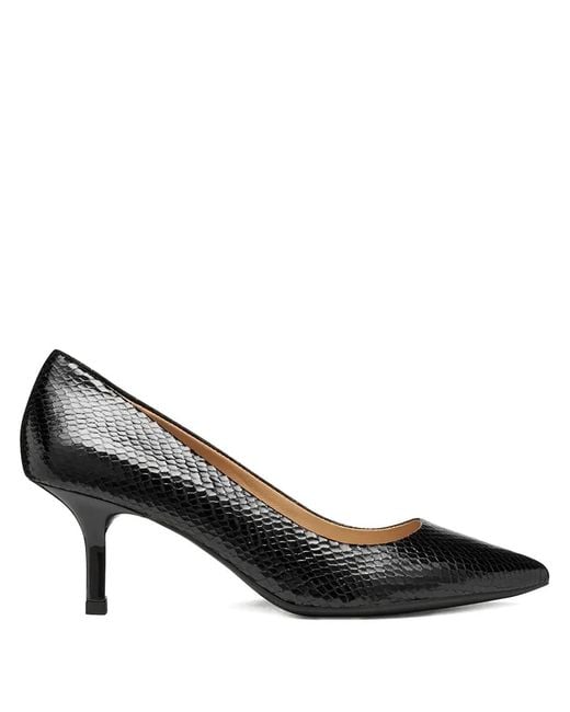 Geox Black Kleopy Pointed Snakeskin Pumps