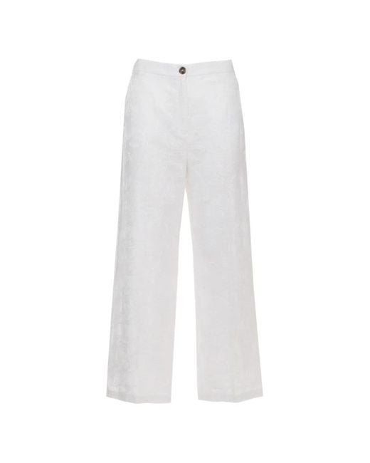 Emme White Embroidered Trousers