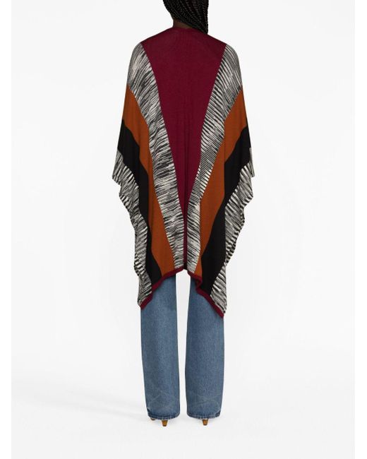 Missoni Red Striped Open-front Wool Cardigan